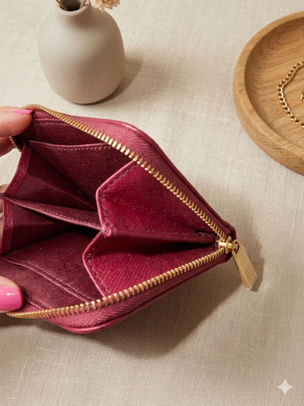 Tory Burch compact wine